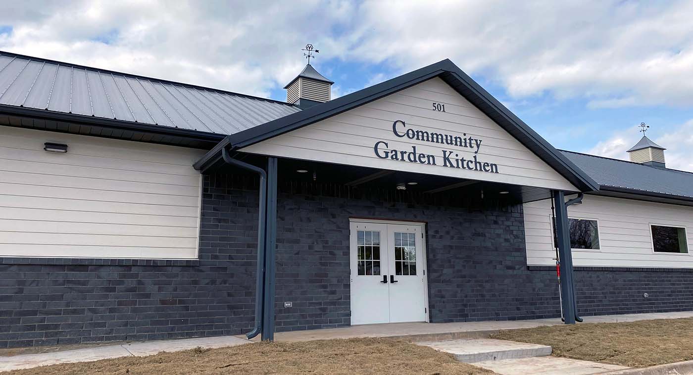 Exterior of completed Community Garden Kitchen building in McKinney, Texas